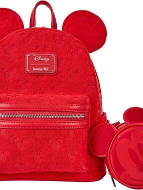 Loungefly Disney Mickey Mouse Ears Burnout Mini Backpack - Red